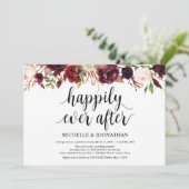 Rustieke bruiloftsinvitatie burgundy bloem elopeme kaart (Staand voorkant)