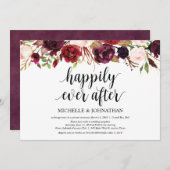 Rustieke bruiloftsinvitaties met burgundy bloemmot kaart (Voorkant / Achterkant)