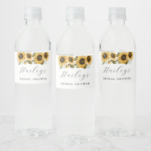 Rustieke Bruiloftsontvangst met Bloemen Waterfles Etiket