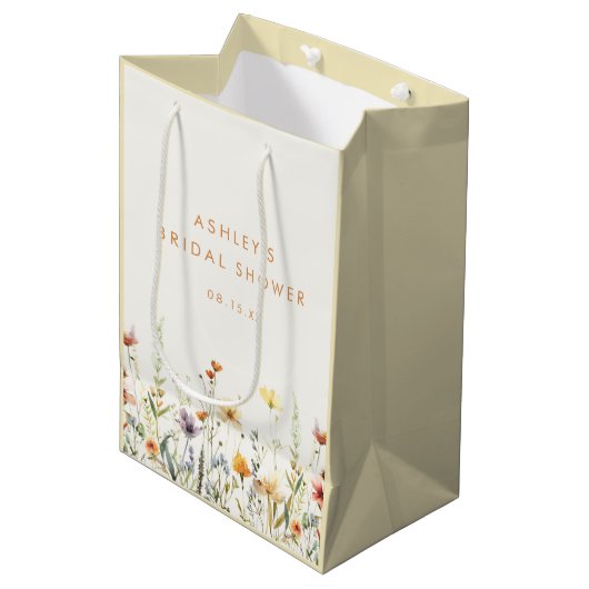 Rustieke Bruiloftsshower met Wilde Bloemen Medium Cadeauzakje (Voorkant Gekanteld)