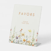 Rustieke bruiloftsshowerfavorieten met wilde bloem reclamebord met voetstuk (Voorkant)