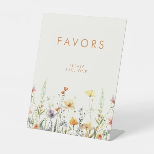 Rustieke bruiloftsshowerfavorieten met wilde bloem reclamebord met voetstuk (Voorkant)