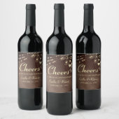 Rustieke Bruiloftswijnlabel met Cheers Wijn Etiket (Flessen)