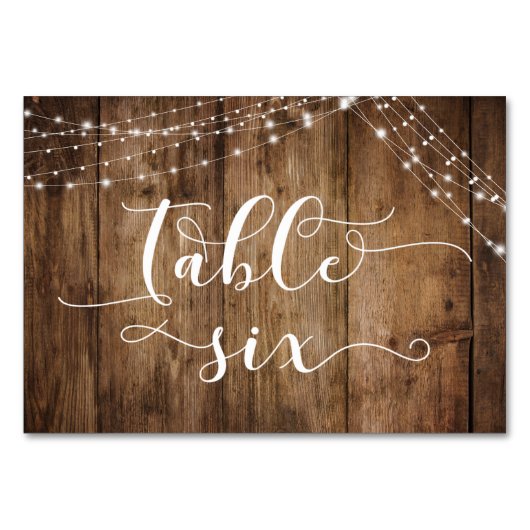 Rustieke bruin hout & lichte snaren tafel zes Kaar Kaart (Voorkant)