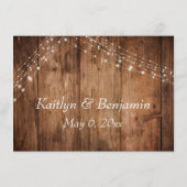 Rustieke Bruin Hout & Lichten Bruiloft Website Informatiekaartje (Achterkant)