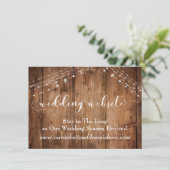 Rustieke Bruin Hout & Lichten Bruiloft Website Informatiekaartje (Staand voorkant)