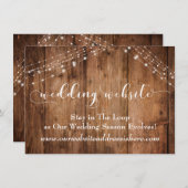 Rustieke Bruin Hout & Lichten Bruiloft Website Informatiekaartje (Voorkant / Achterkant)