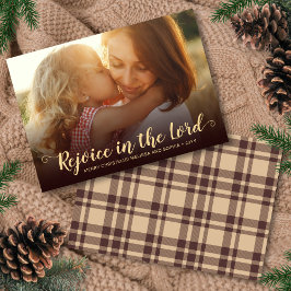 Rustieke Bruin Plaid Religieuze Kerst Kaart