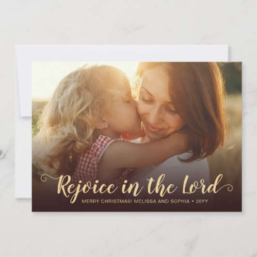 Rustieke Bruin Plaid Religieuze Kerst Kaart (Voorkant)