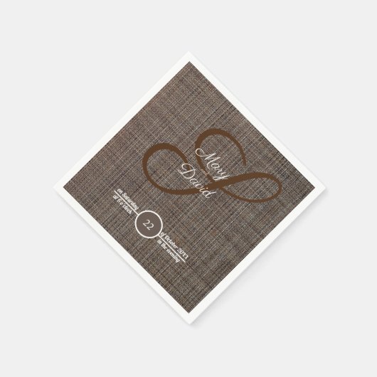 Rustieke bruine achtergrond bruiloft papieren serv servet (Hoek)