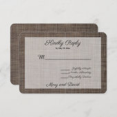 Rustieke bruine achtergrond bruiloft RSVP Kaart (Voorkant / Achterkant)