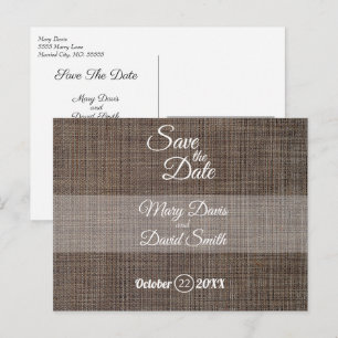 Rustieke bruine achtergrond Save the Date Briefkaart