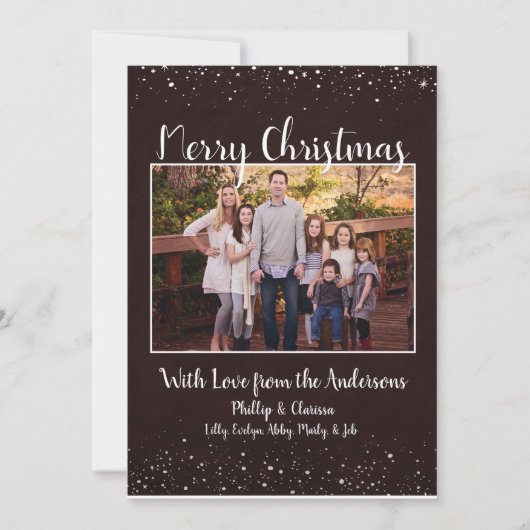 Rustieke bruine besneeuwde kerst Kaart (Voorkant)