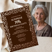 Rustieke Bruine Bloemen 70e Custom Surprise Verjaa Folie Uitnodiging