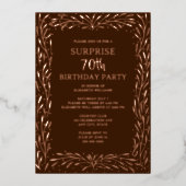 Rustieke Bruine Bloemen 70e Custom Surprise Verjaa Folie Uitnodiging (Voorkant)