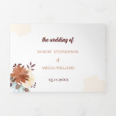 Rustieke Bruine Bloemen Custom Wedding Drieluik Uitnodiging (Cover)