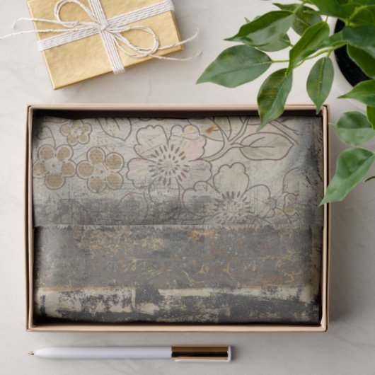  rustieke bruine bloemengestoorde textuur tissuepapier (Geschenk)