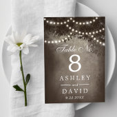 Rustieke bruine boom string van verlichting bruilo kaart