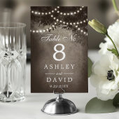 Rustieke bruine boom string van verlichting bruilo kaart