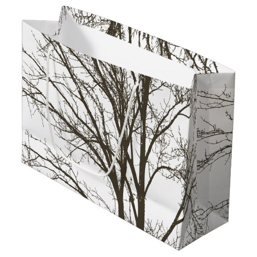 Rustieke bruine boomtakken groot cadeauzakje (Voorkant Gekanteld)