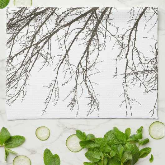 Rustieke bruine boomtakken theedoek (Gevouwen)