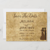 rustieke bruine bruiloft Bewaar de datum Kaart (Voorkant)