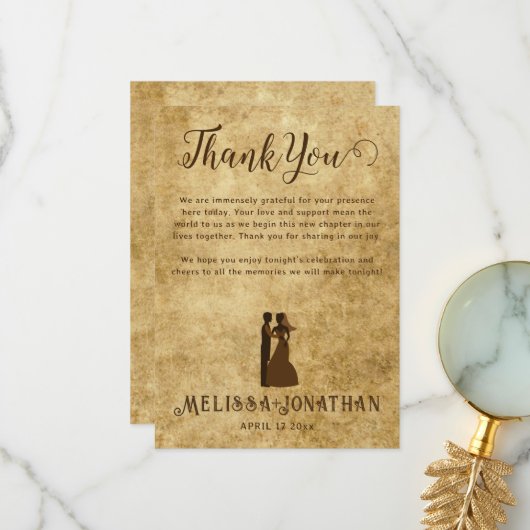  rustieke bruine bruiloft Dank u kaart (Voorkant / Achterkant in situ)