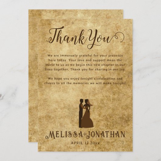 rustieke bruine bruiloft Dank u kaart (Voorkant / Achterkant)
