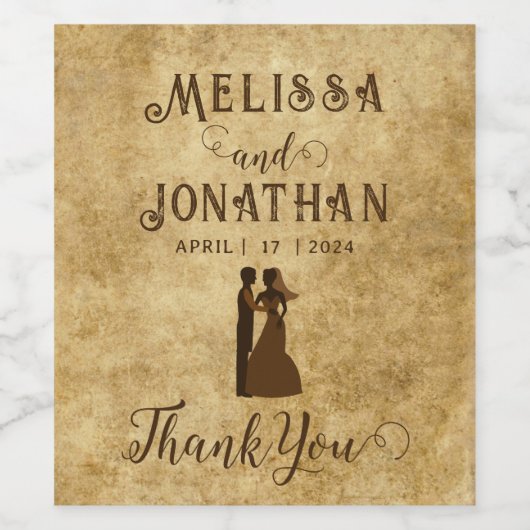  rustieke bruine bruiloft Dank u Wijn Etiket (Enkel label)