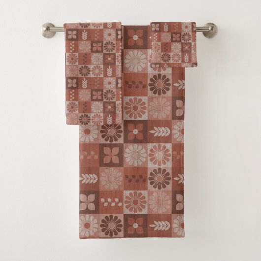 Rustieke Bruine Burlap Bloemen Bladeren Handdoek S (Insitu)