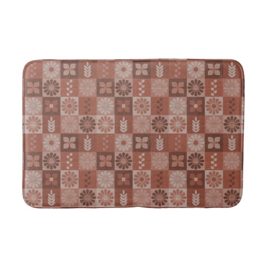 Rustieke Bruine Burlap Bloemen Bladeren Medium Bad Badmat (Voorkant)