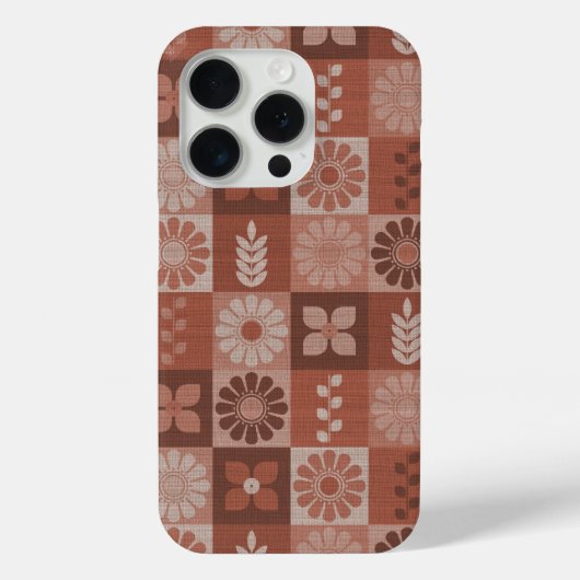 Rustieke Bruine Burlap Bloemen Bladeren Patroon Case-Mate iPhone Case (Achterkant)