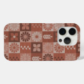 Rustieke Bruine Burlap Bloemen Bladeren Patroon Case-Mate iPhone Case (Achterkant (horizontaal))
