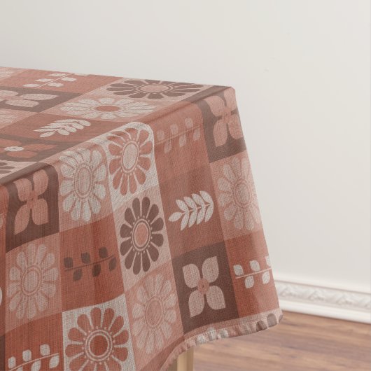 Rustieke Bruine Burlap Bloemen Bladeren Tafelkleed (Voorbeeld)