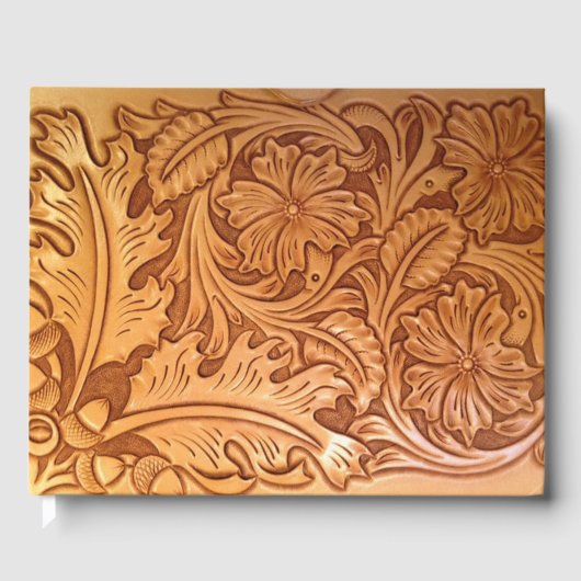 Rustieke bruine cowboy mode western leer gastenboek (Voorkant)