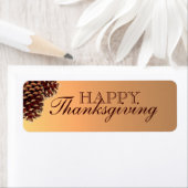 Rustieke bruine dennenappel Happy Thanksgiving lab Etiket (Insitu)