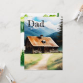 Rustieke Bruine en Blauwe Waterverf Vaderdag Kaart (Voorkant / Achterkant in situ)