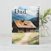 Rustieke Bruine en Blauwe Waterverf Vaderdag Kaart (Staand voorkant)