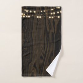 Rustieke bruine fantasievolle houten slingerlichtj bad handdoek
