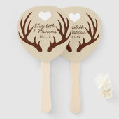 Rustieke Bruine Herten Antlers Couple's Namen Handwaaier (Voorkant en achterkant)