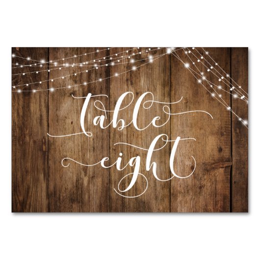 Rustieke bruine hout & lichte snaren tafel acht Ka Kaart (Achterkant)