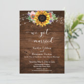 Rustieke bruine hout zonnebloem lichten We Zijn Ge Kaart (Staand voorkant)