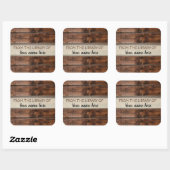 Rustieke bruine houten boekenplaat uit de biblioth vierkante sticker (Vel)