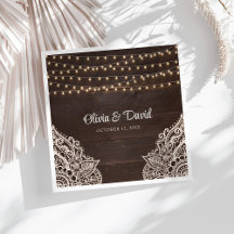 Rustieke bruine houten bruiloft servetten