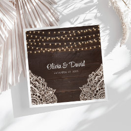 Rustieke bruine houten bruiloft servetten