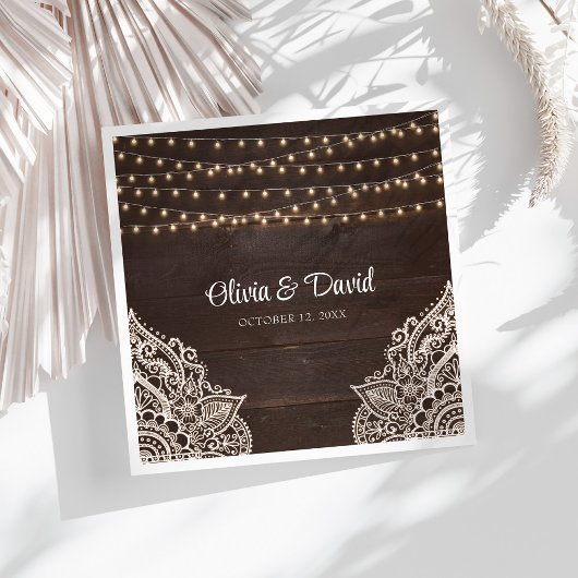 Rustieke bruine houten bruiloft servetten