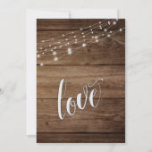 Rustieke bruine houten lichten Just Married Recept Kaart (Achterkant)