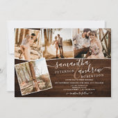 Rustieke bruine houten winter script 5 foto's brui kaart (Achterkant)