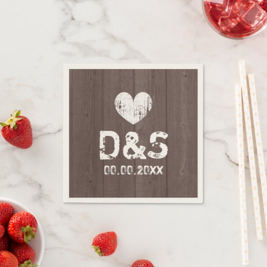 Rustieke bruine houtnerf bruiloft partij servetten (Insitu)