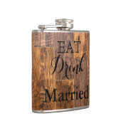 Rustieke bruine houtnerf eet drink trouwen heupfles (Rechts)